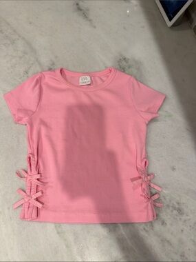 Zara Kids Light Pink Short Sleeve Tee with Side Bow Accents